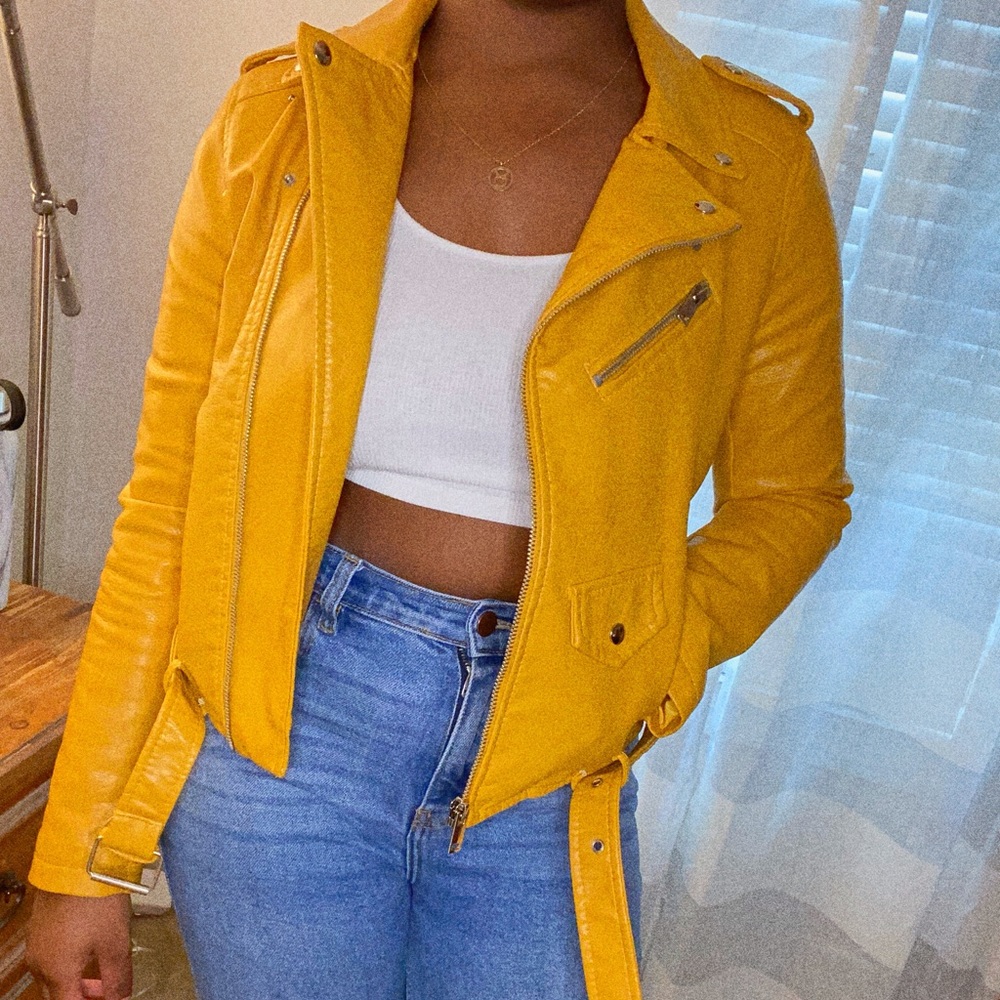 Mustard Yellow Faux Leather Jacket